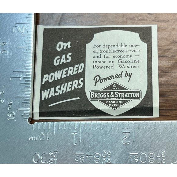 Briggs & Stratton 1930s Vintage Print Ad Gasoline Powered Washers 4 Cycle Motors - Picture 3 of 3